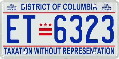 DC license plate ET6323