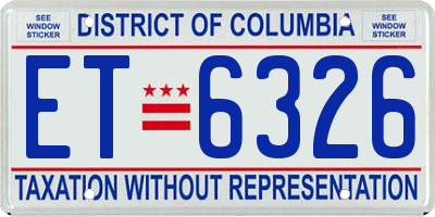 DC license plate ET6326