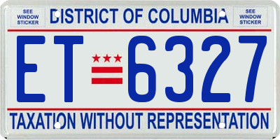 DC license plate ET6327