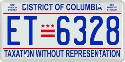 DC license plate ET6328