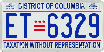 DC license plate ET6329