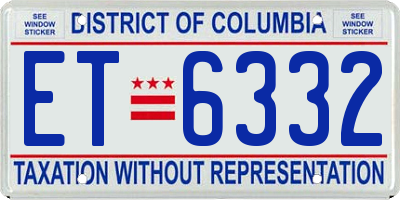DC license plate ET6332