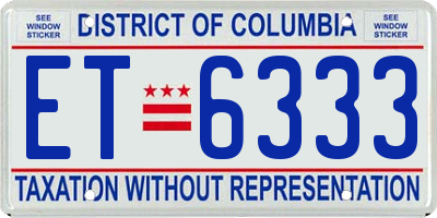 DC license plate ET6333