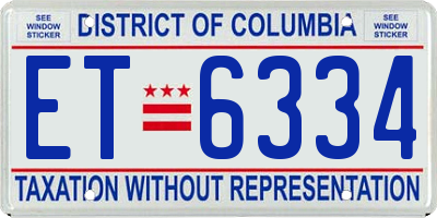 DC license plate ET6334