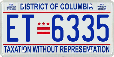 DC license plate ET6335