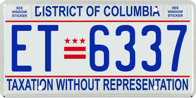 DC license plate ET6337