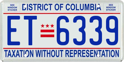 DC license plate ET6339