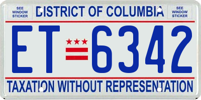 DC license plate ET6342