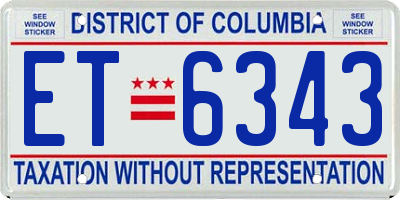 DC license plate ET6343