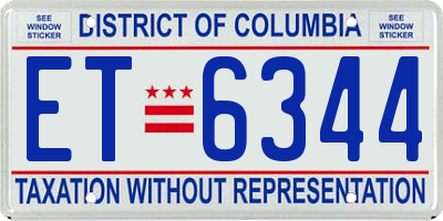 DC license plate ET6344