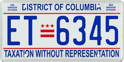 DC license plate ET6345