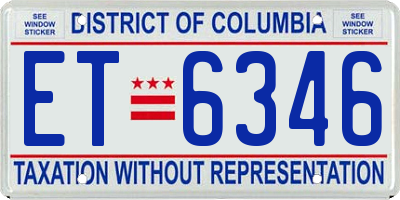 DC license plate ET6346