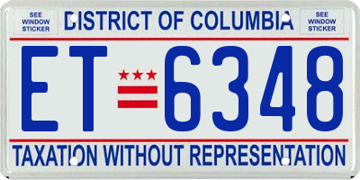 DC license plate ET6348