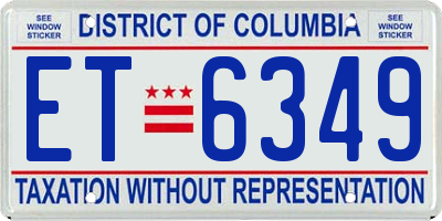 DC license plate ET6349