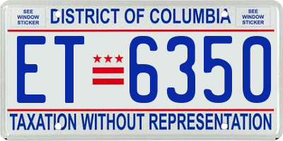 DC license plate ET6350