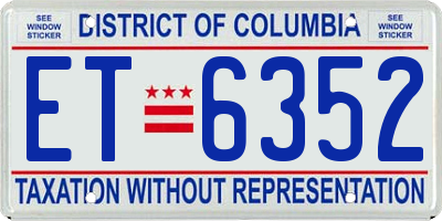 DC license plate ET6352