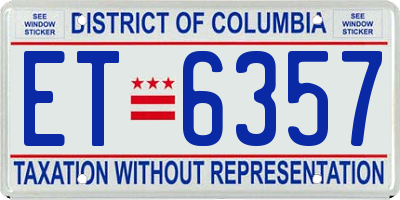 DC license plate ET6357