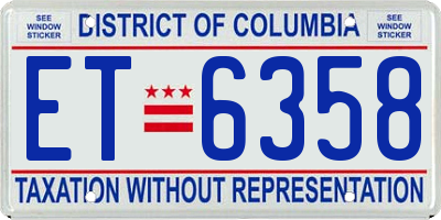 DC license plate ET6358