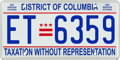 DC license plate ET6359