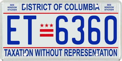 DC license plate ET6360