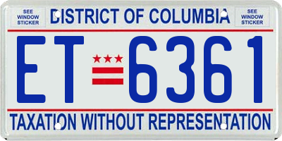DC license plate ET6361