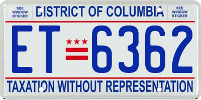DC license plate ET6362