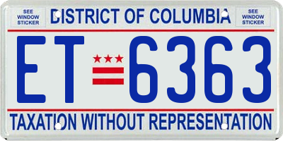 DC license plate ET6363