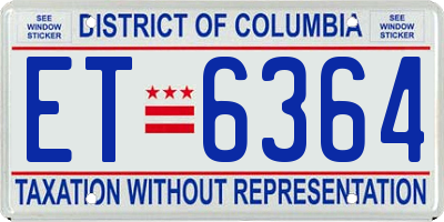 DC license plate ET6364
