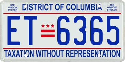 DC license plate ET6365