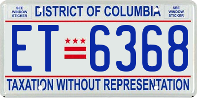 DC license plate ET6368