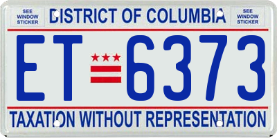 DC license plate ET6373