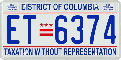 DC license plate ET6374