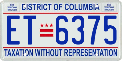 DC license plate ET6375