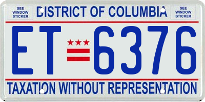DC license plate ET6376