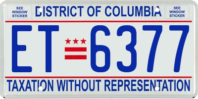DC license plate ET6377