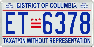 DC license plate ET6378