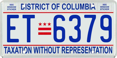DC license plate ET6379