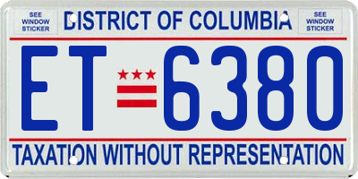 DC license plate ET6380