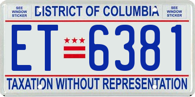 DC license plate ET6381