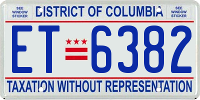 DC license plate ET6382