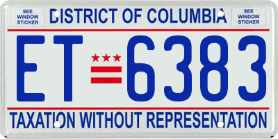 DC license plate ET6383