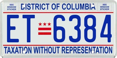 DC license plate ET6384