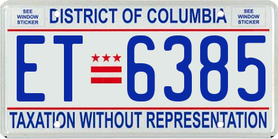 DC license plate ET6385
