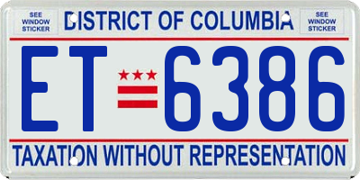 DC license plate ET6386