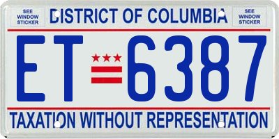 DC license plate ET6387
