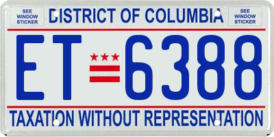 DC license plate ET6388