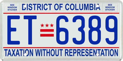 DC license plate ET6389