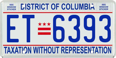 DC license plate ET6393