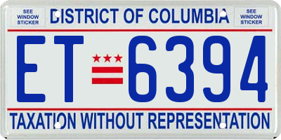 DC license plate ET6394