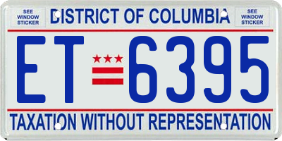 DC license plate ET6395